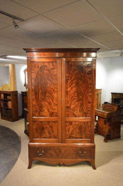 A Mahogany Inlaid Edwardian Period Antique Wardrobe