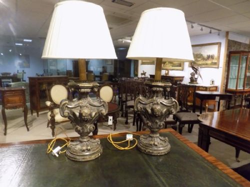 A Good Pair of Antique 19th Century Venetian Baroque Table Lamps