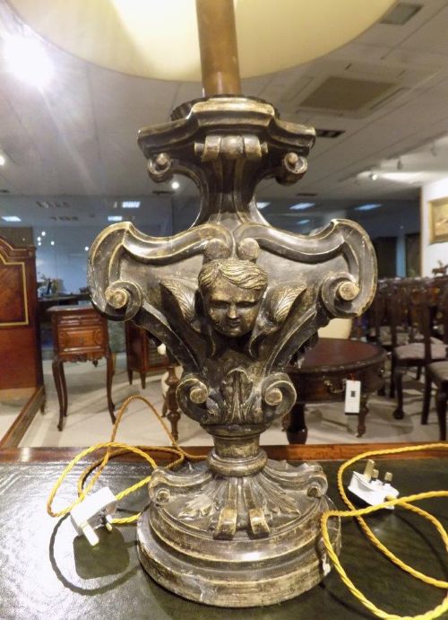 fig 1. A good pair of antique 19th Century Venetian baroque table lamps