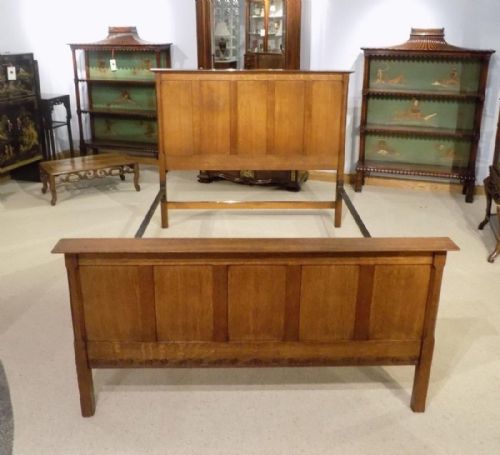 A Rare Oak Arts & Crafts Period Double Bed by Arthur Simpson of Kendal.