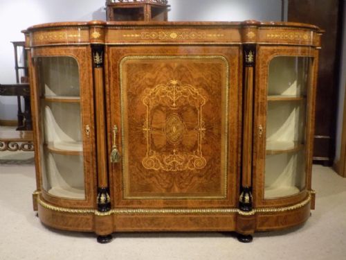 A Superb Quality Burr Walnut & Ormolu Mounted Victorian Period Credenza