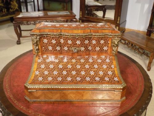 An Exhibition Quality Kingwood & Tulipwood Parquetry Inlaid French Writing Box
