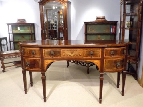 A Fine Quality Mahogany Inlaid Sheraton Revival Sideboard.