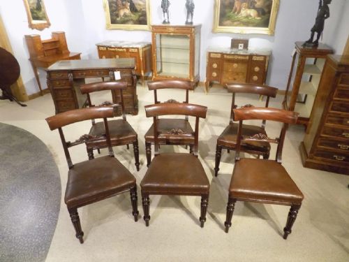 A Good Set of 6 Mahogany William IV Period Antique Dining Chairs