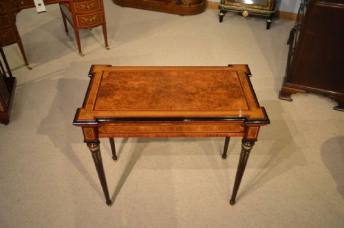 A Fine Quality Burr Walnut, Purple Heart, Sycamore and Kingwood Victorian Period Antique Fold Over Card Table