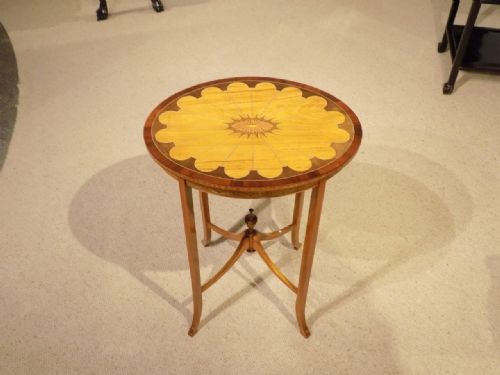A Satinwood Inlaid Edwardian Period Oval Occasional Table.