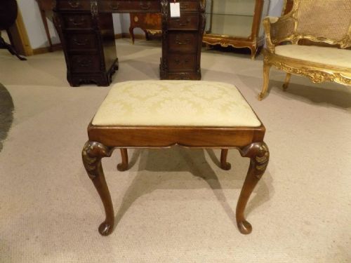 A Walnut & Parcel Gilt Edwardian Period Antique Dressing Stool