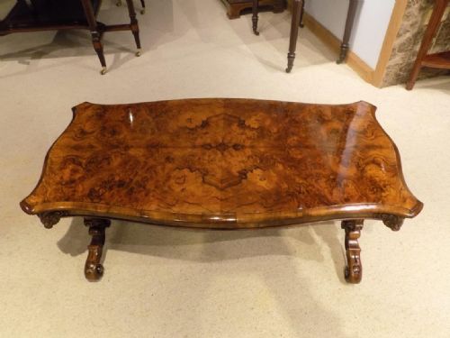 A Beautiful Burr Walnut Victorian Period Antique Coffee Table.