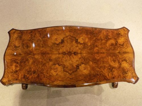 fig 1. A beautiful burr walnut Victorian Period antique coffee table.