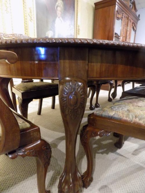 fig 1. A Mahogany Edwardian Period Chippendale Revival Dining Room Table & Chairs