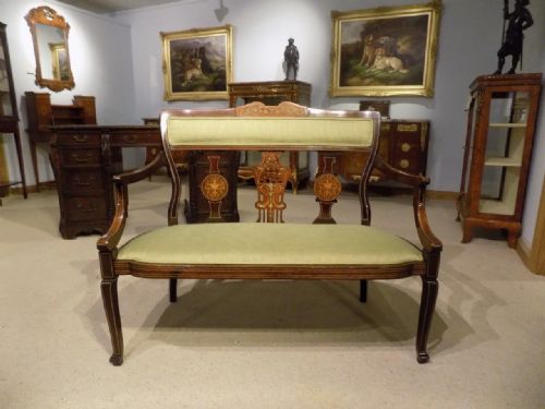 A Fine Quality Mahogany Inlaid Edwardian Period Settee