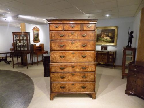 A Walnut George I Period Antique Chest on Chest