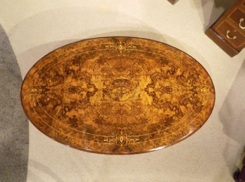 fig 1. A Stunning quality burr walnut Victorian Period antique coffee table