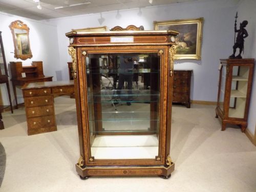 A 19th Century Exhibition Quality Burr Walnut, Purple Heart and Kingwood Ormolu Mounted Antique Pier Cabinet.