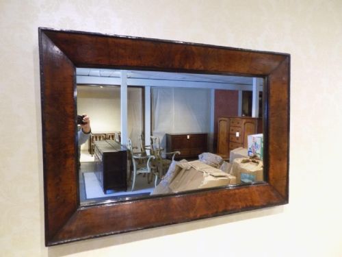 An Early 19th Century Burr Elm Rectangular Antique Mirror.