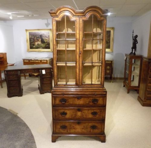 A Beautiful Walnut Queen Anne Style Double Domed Cabinet on Chest