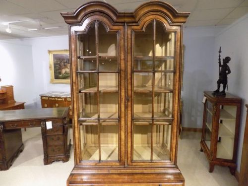 fig 1. A beautiful walnut Queen Anne Style double domed cabinet on chest