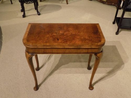 A Burr Walnut & Walnut George I Style Antique Fold Over Card Table