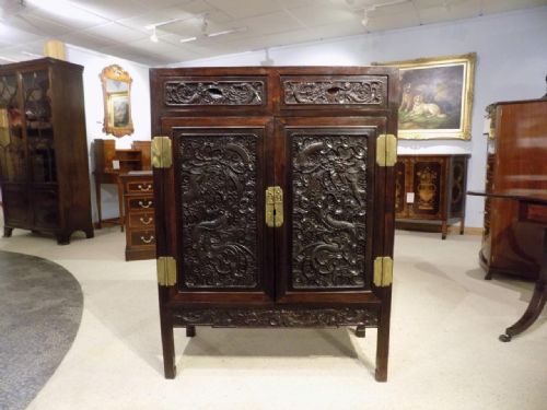 A 19th Century Finely Carved  Chinese Hardwood Cabinet