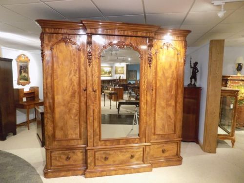 A Stunning Quality Figured Mahogany Victorian Period Breakfront Wardrobe