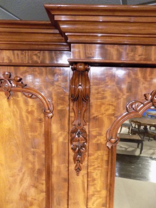 fig 1. A stunning quality figured mahogany Victorian Period breakfront wardrobe