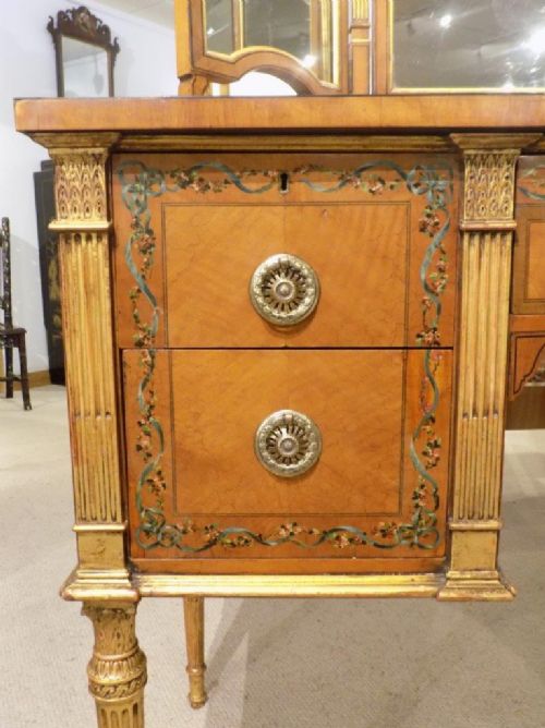 fig 1. A superb Sheraton Revival satinwood painted dressing table and stool