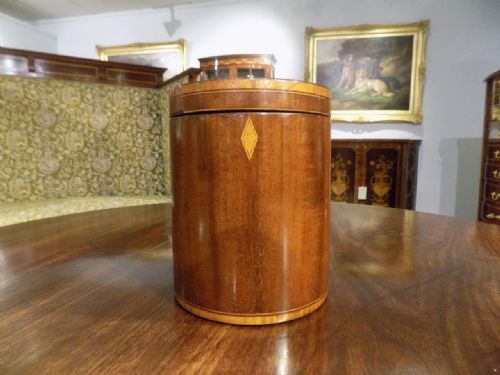 A Good Mahogany George III Period Circular Tea Caddy.