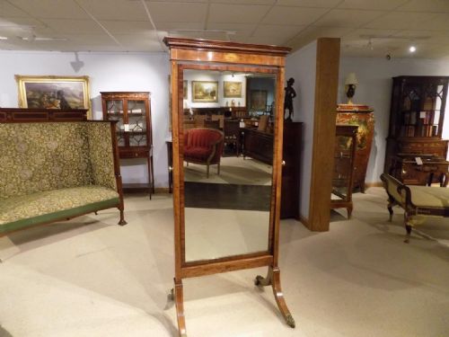A Mahogany Inlaid Edwardian Period Antique Cheval Mirror