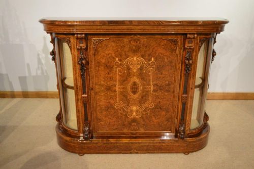A Superb Quality Burr Walnut Victorian Period Antique Credenza Possibly by Lambs of Manchester