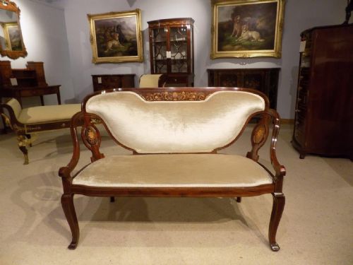 A Fine Quality Mahogany, Rosewood & Marquetry Inlaid Edwardian Period Sofa.
