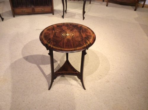 A Beautiful Rosewood Inlaid Edwardian Period Circular Occasional Table