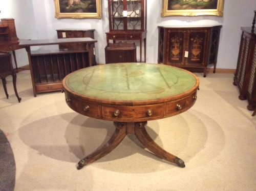 A Good Rosewood Regency Period Antique Revolving Drum Table.