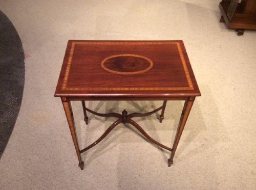A Mahogany Inlaid Edwardian Period Rectangular Antique Occasional Table