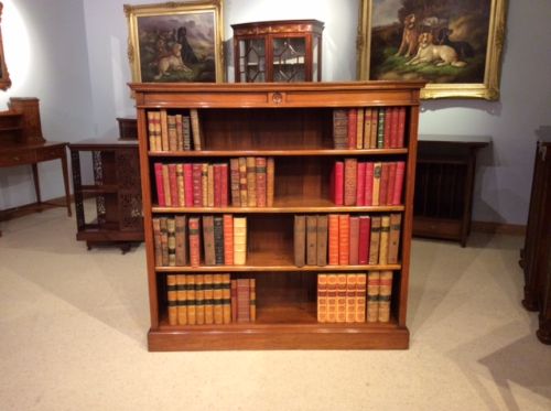 A Walnut Edwardian Period Antique Open Bookcase