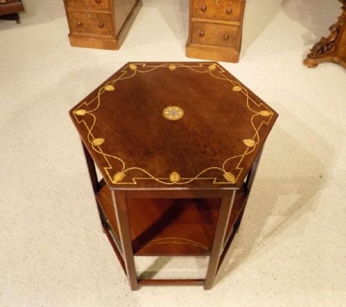 A Mahogany Arts & Crafts Period Hexagonal Inlaid Table by Shapland & Petter of Barnstaple