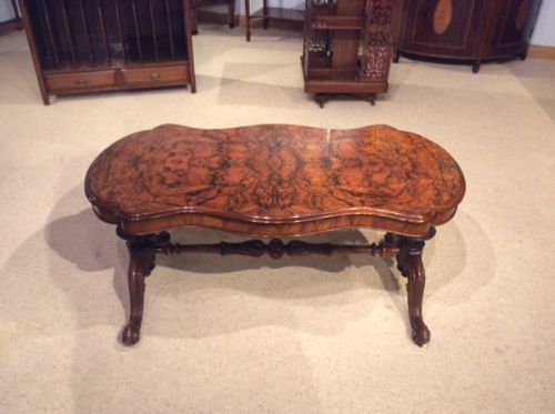 A Beautiful Burr Walnut Victorian Period Antique Coffee Table