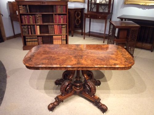 A Stunning Quality Burr Walnut Victorian Period Library Table