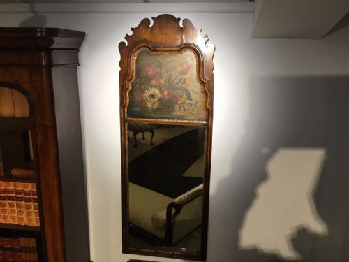 A Georgian Style Mahogany Wall Mirror with Still Life Painting