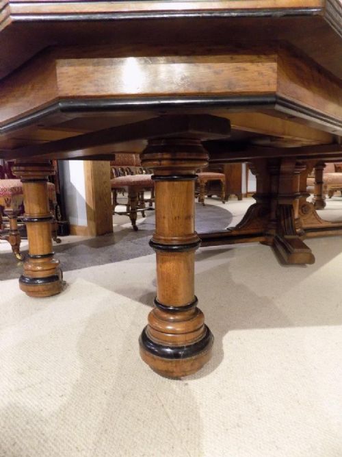 fig 2. A fantastic & rare Pollard oak and ebony dining room table with 14 matching chairs