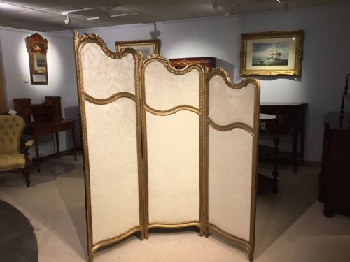 A Carved Gilt-wood French Three Fold Vanity Screen.