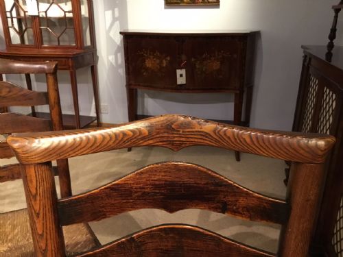 fig 1. A Good harlequin set of 8 mid 19th Century ash and elm Billinge ladder back dining chairs