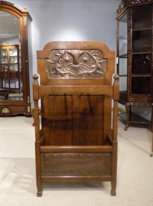 An Oak and Copper Arts & Crafts Period Stick/umbrella Stand by Shapland & Petter of Barnstaple