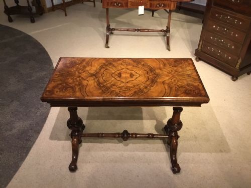 A Beautiful Burr Walnut Victorian Period Fold Over Card Table
