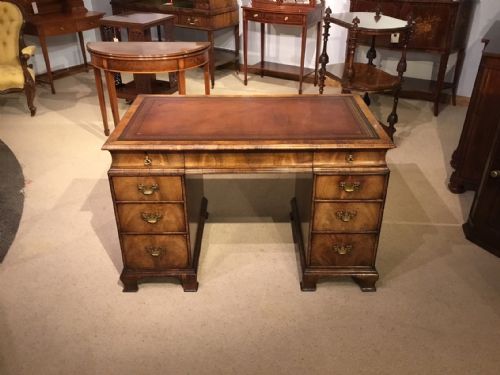 A Walnut George I Style Antique Pedestal Desk