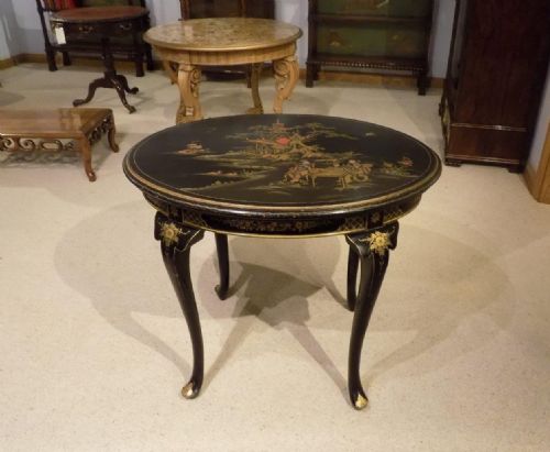 A Chinoiserie Lacquered Edwardian Period Antique Games Table