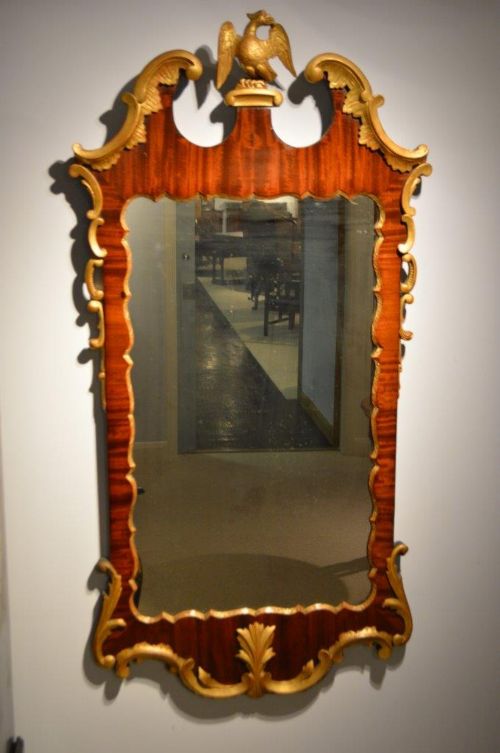 A Mahogany & Carved Gilt Wood George II Style Wall Mirror
