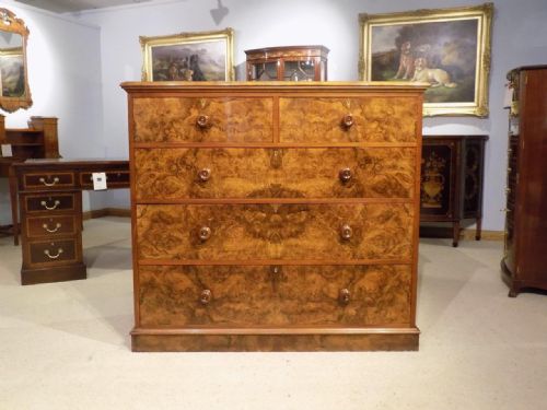 A High Quality Burr Walnut Victorian Period Chest of Drawers by A. Blain of Liverpool