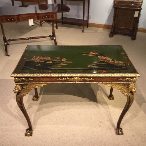 A Walnut and Chinoiserie George II Style Centre Table