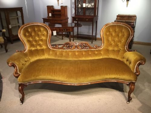 A Walnut Victorian Period Carved Double End Antique Chaise Longue