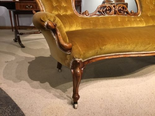 fig 1. A walnut Victorian Period Carved double end antique chaise longue